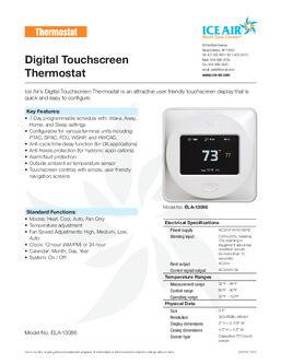 Digital Touchscreen Thermostat Submittal